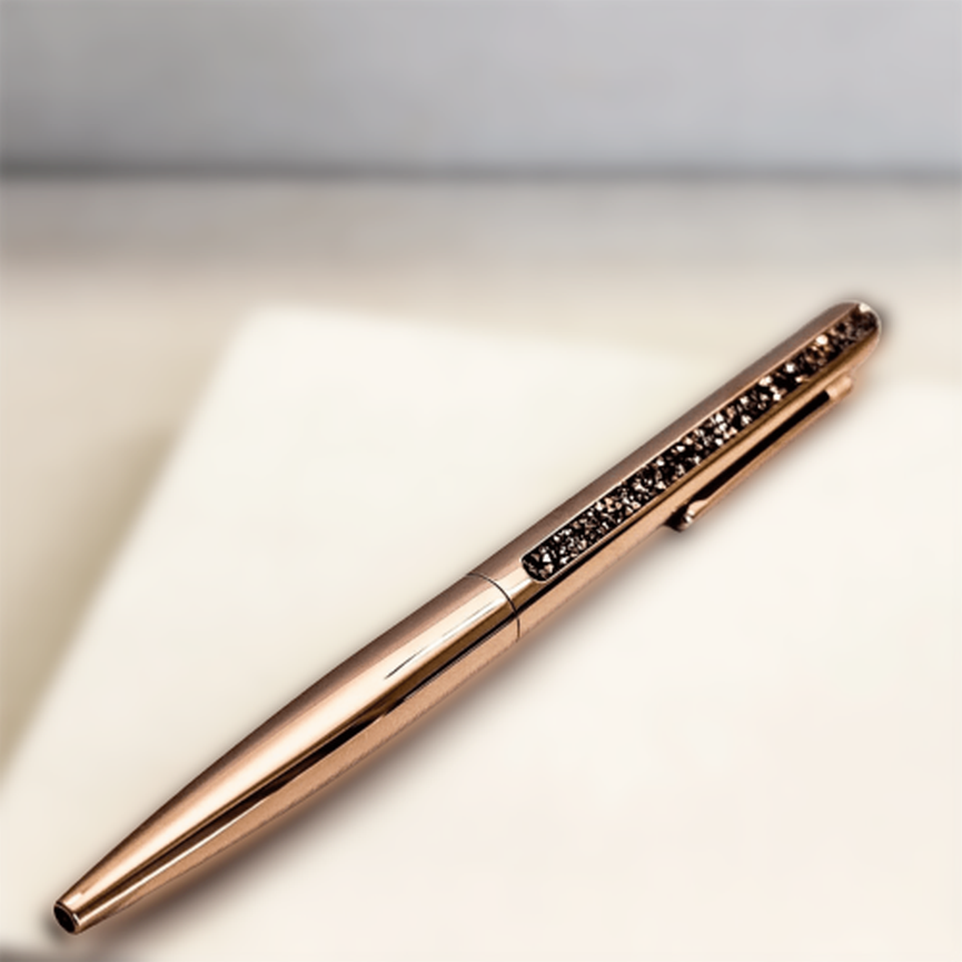 Caneta Swarovski Crystal Shimmer Rose Gold - Luxo e Elegância