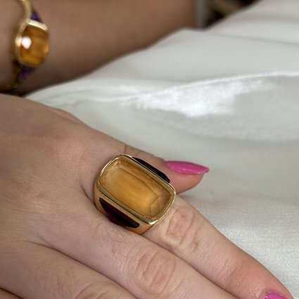 128830 anel pedra natural citrino ametista