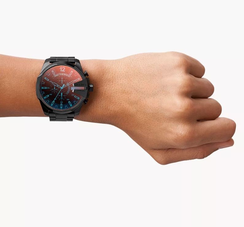 Relógio Diesel Masculino Mega Chief Chronograph Black Stainless